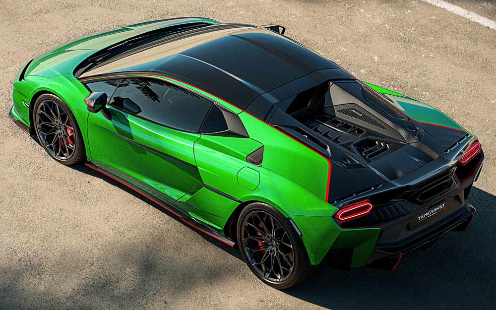 Tre Quarti Posteriore di Lamborghini Temerario 2024 Verde